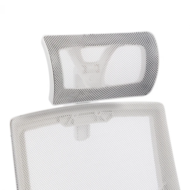 Καρέκλα γραφείου Plymot pakoworld λευκή - mesh γκρι 48x58x112-122εκ