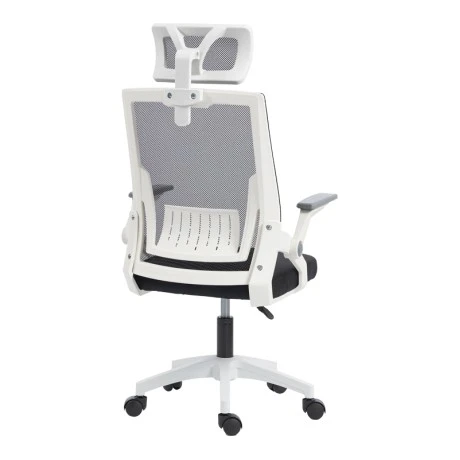 Καρέκλα γραφείου Plymot pakoworld λευκή - mesh μαύρο 48x58x112-122εκ