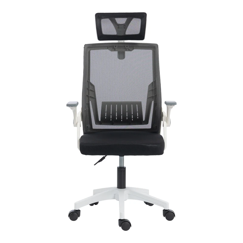 Καρέκλα γραφείου Plymot pakoworld λευκή - mesh μαύρο 48x58x112-122εκ