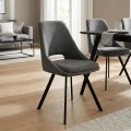 Chair Initiate pakoworld teddy fabric dark grey-black metal leg 48x57x85cm