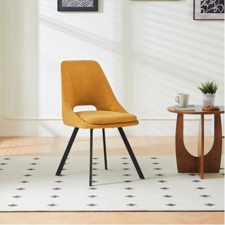 Chair Initiate pakoworld fabric yellow-black metal leg 48x57x85cm