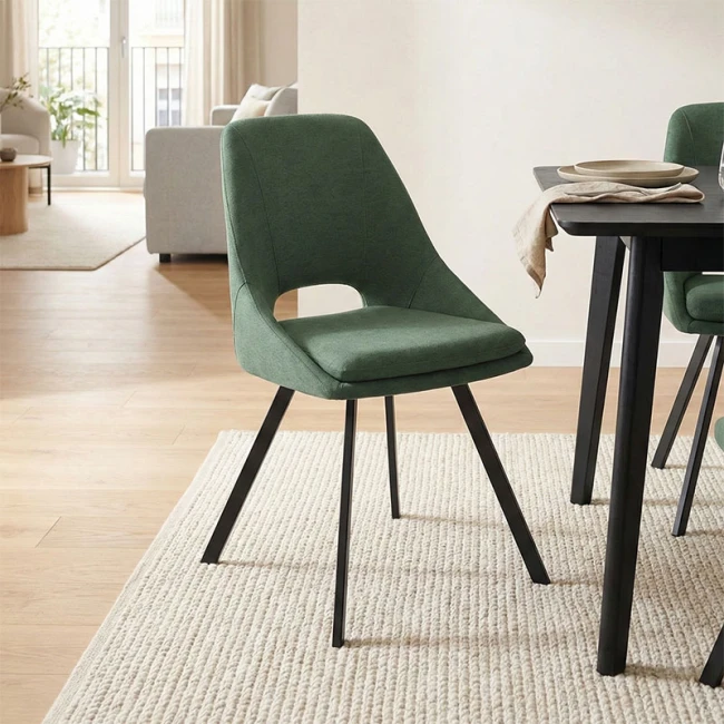 Καρέκλα Initiate pakoworld πράσινο ύφασμα-πόδι μαύρο μέταλλο 48x57x85εκ