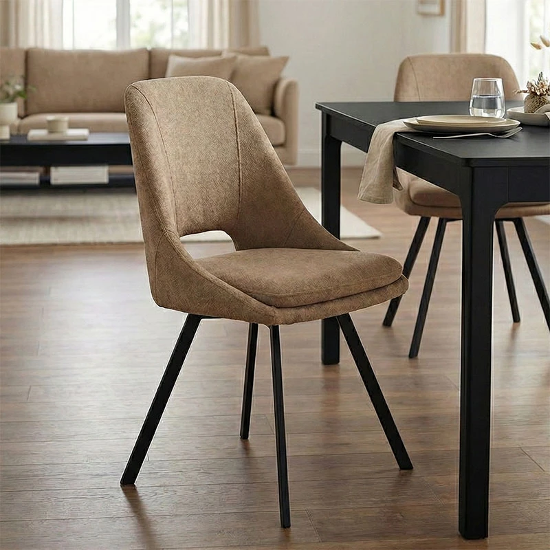 Initiate pakoworld chair bouclé fabric brown-leg black