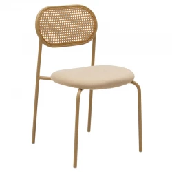 James stackeble chair pakoworld pe rattan fabric beige-metal natural James stackeble chair pakoworld pe rattan fabric beige-metal natural