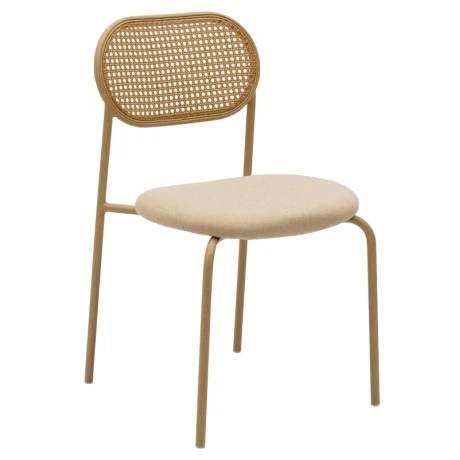 Stackable chair James pakoworld pe rattan fabric beige-metal natural