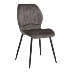 Chair Jelour pakoworld dark grey velvet with black metal leg 55x54,5x84,5cm