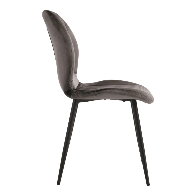 Chair Jelour pakoworld dark grey velvet with black metal leg 55x54,5x84,5cm