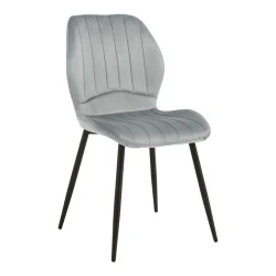 Chair Jelour pakoworld grey velvet with black metal leg 55x54,5x84,5cm
