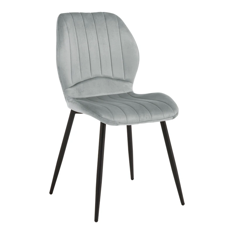 Chair Jelour pakoworld grey velvet with black metal leg 55x54,5x84,5cm