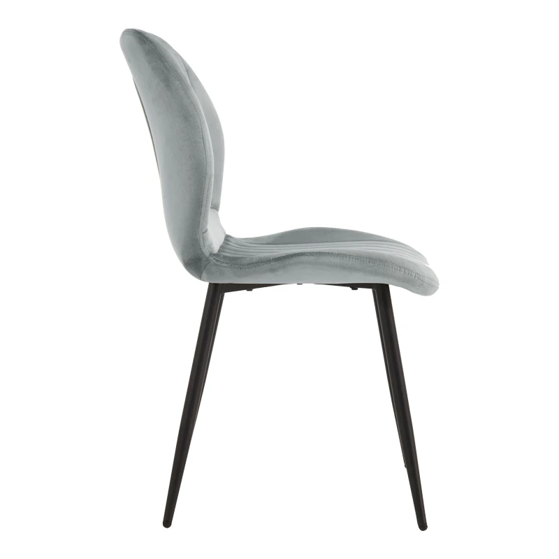 Chair Jelour pakoworld grey velvet with black metal leg 55x54,5x84,5cm