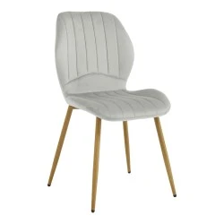 Chair Jelour pakoworld grey velvet with natural color metal leg 55x54,5x84,5cm