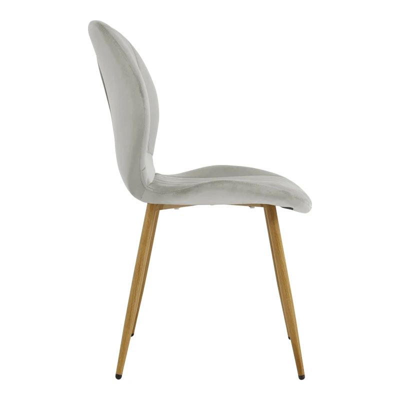 Chair Jelour pakoworld grey velvet with natural color metal leg 55x54,5x84,5cm