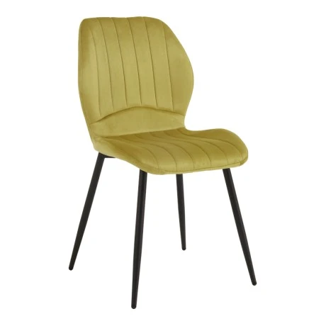 Chair Jelour pakoworld yellow velvet with black metal leg 55x54,5x84,5cm