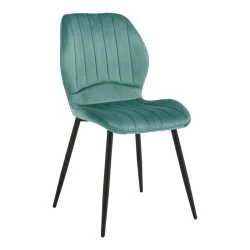Chair Jelour pakoworld petrol velvet with black metal leg 55x54,5x84,5cm