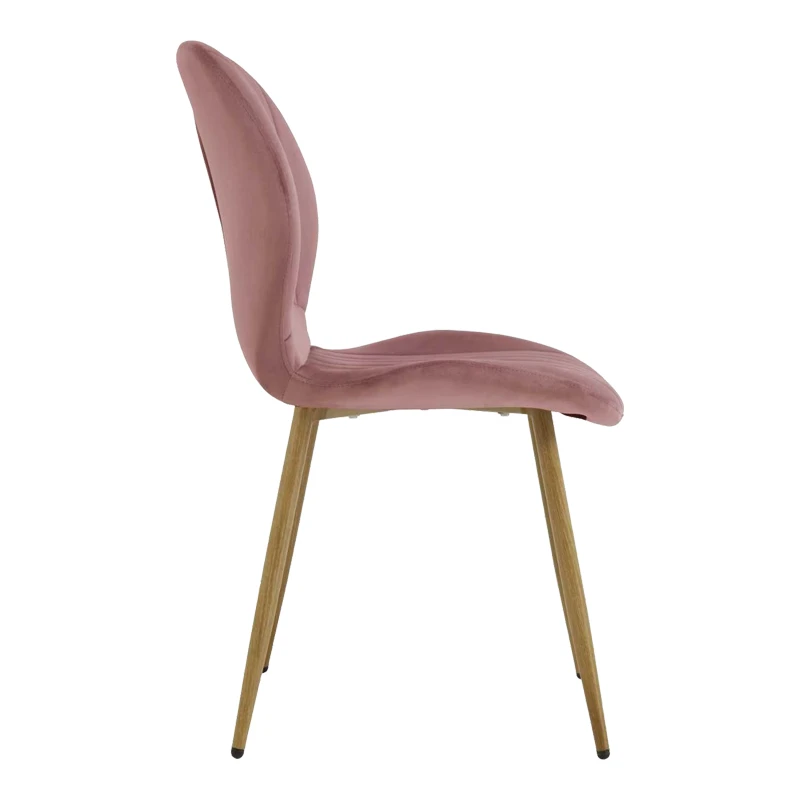 Chair Jelour pakoworld dusty rose velvet with natural color metal leg 55x54,5x84,5cm