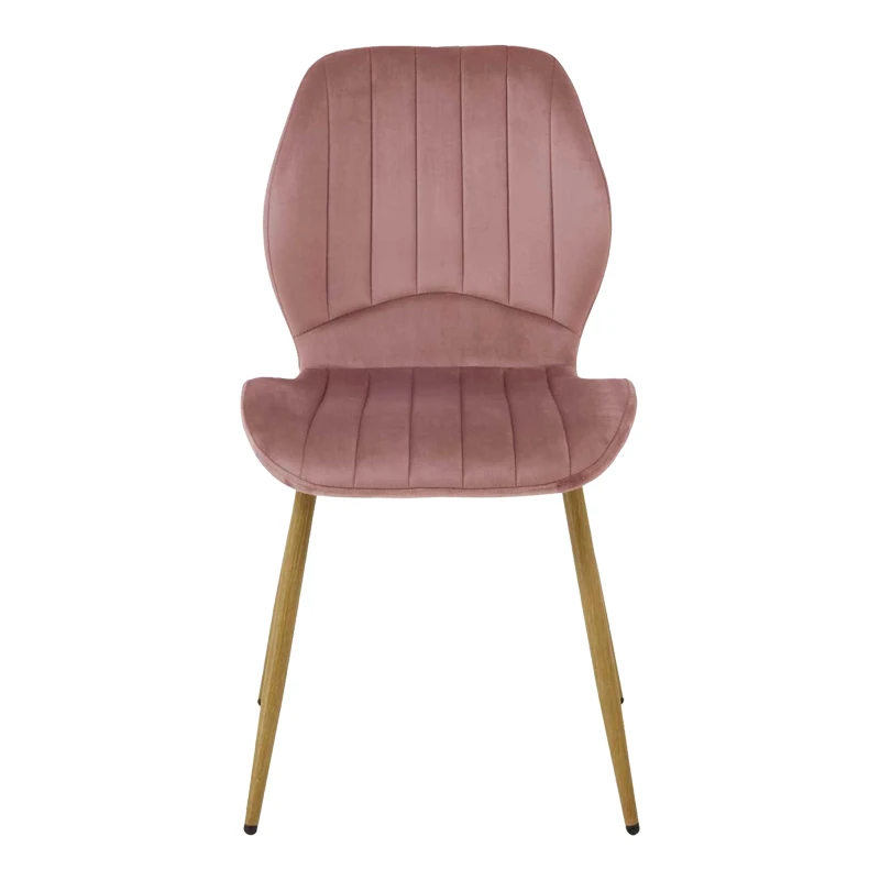 Chair Jelour pakoworld dusty rose velvet with natural color metal leg 55x54,5x84,5cm