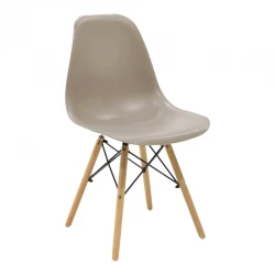Καρέκλα Julita pakoworld PP cappuccino με φυσικό πόδι 46x52x80εκ