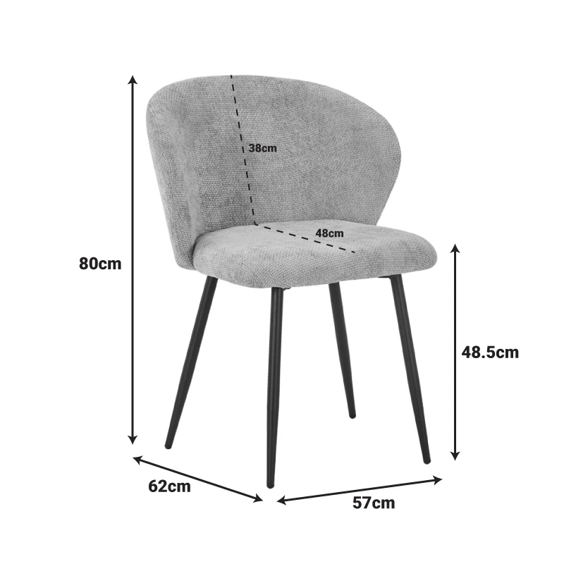 Karg pakoworld chair beige fabric-leg black metal 57x62x80cm