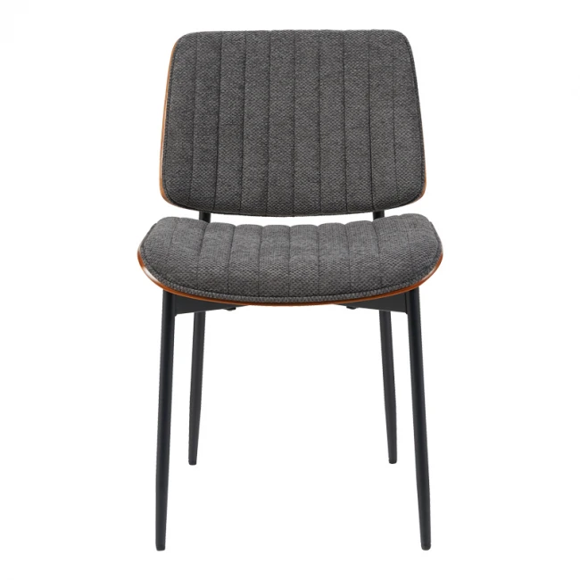 Καρέκλα Kathy pakoworld ξύλο σε καρυδί με γκρι ύφασμα 51x58x81εκ