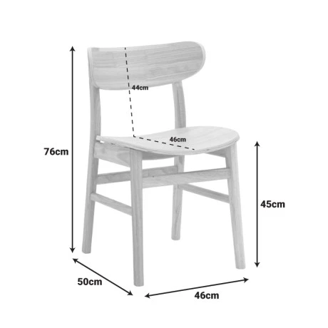 Lumnia chair pakoworld rubberwood in natural shade 46x50x76cm