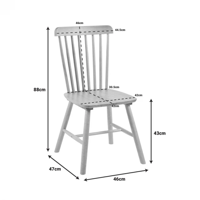 Melia pakoworld rubberwood chair in black shade 45x51x87cm