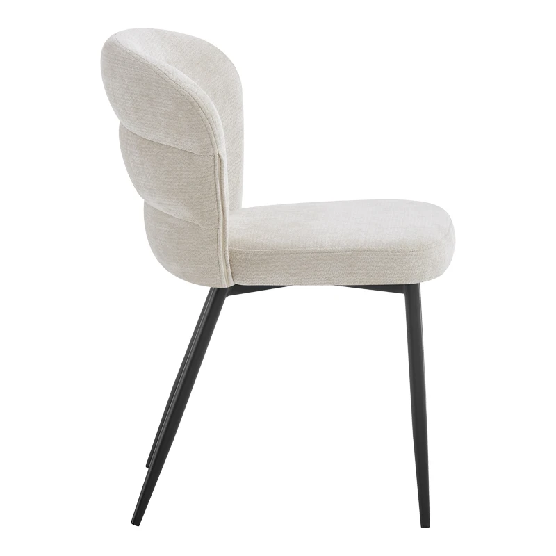 Chair Mercy pakoworld beige fabric with black metal leg 57x60.5x79cm