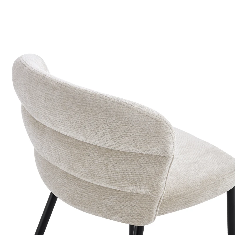 Chair Mercy pakoworld beige fabric with black metal leg 57x60.5x79cm