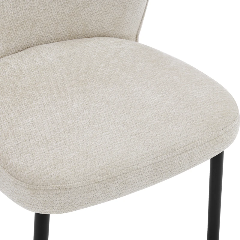 Chair Mercy pakoworld beige fabric with black metal leg 57x60.5x79cm