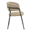 Chair Morel  pakoworld beige fabric- black metal leg 55x55x76cm
