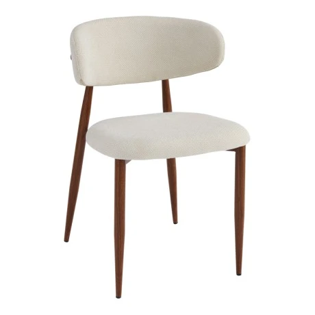 Moss chair pakoworld beige - walnut fabric metal legs 53x50x76cm
