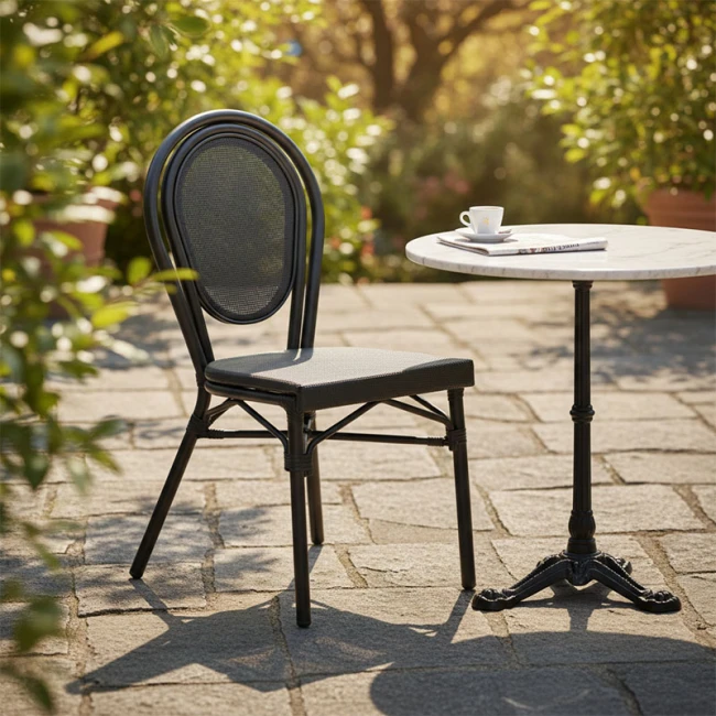 Chair Nacia  pakoworld black aluminum-black  textilene 45x59x85cm