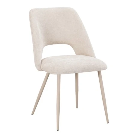 Chair Nelda pakoworld cream velvet fabric with metal cream color leg 44x58x82cm