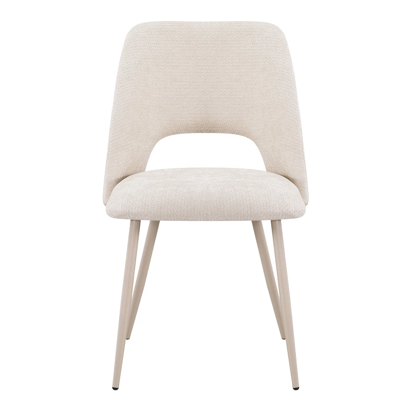 Chair Nelda pakoworld cream velvet fabric with metal cream color leg 44x58x82cm
