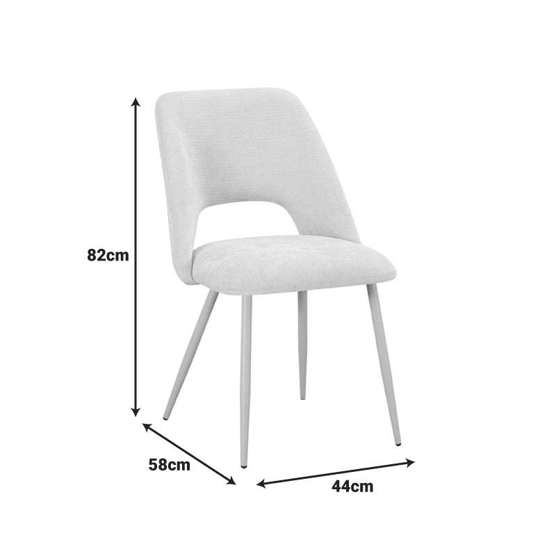 Chair Nelda pakoworld cream velvet fabric with metal cream color leg 44x58x82cm