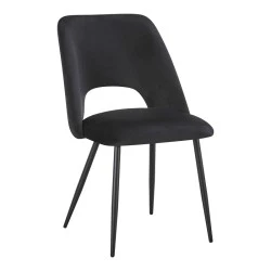 Chair Nelda pakoworld black velvet fabric with metal black color leg 44x58x82cm