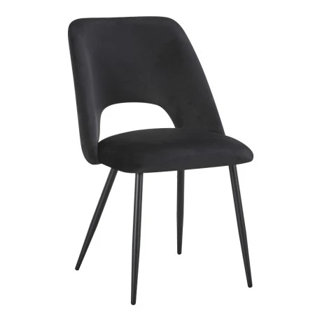 Chair Nelda pakoworld black velvet fabric with metal black color leg 44x58x82cm
