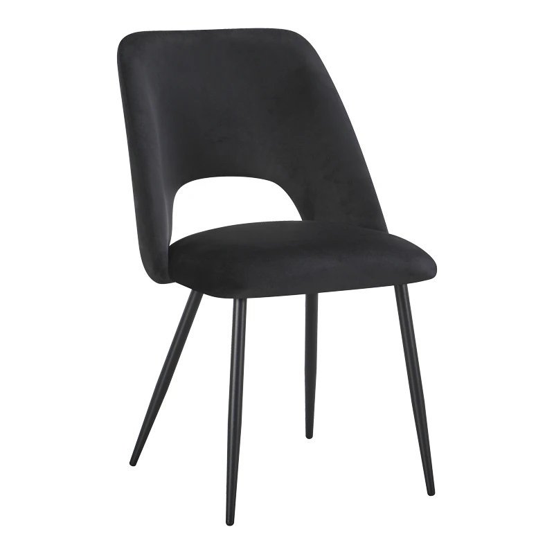 Chair Nelda pakoworld black velvet fabric with metal black color leg 44x58x82cm