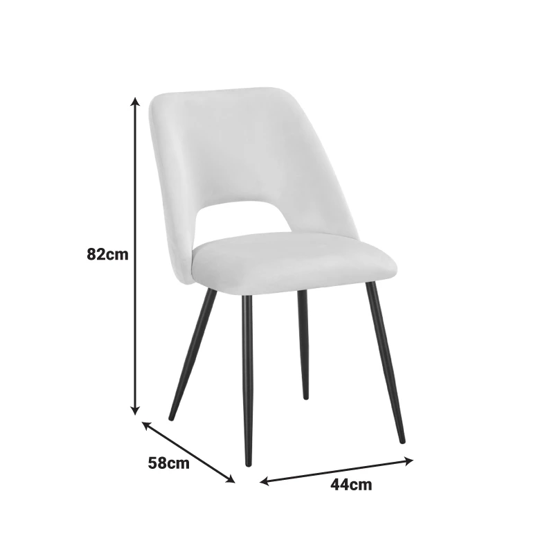 Chair Nelda pakoworld black velvet fabric with metal black color leg 44x58x82cm