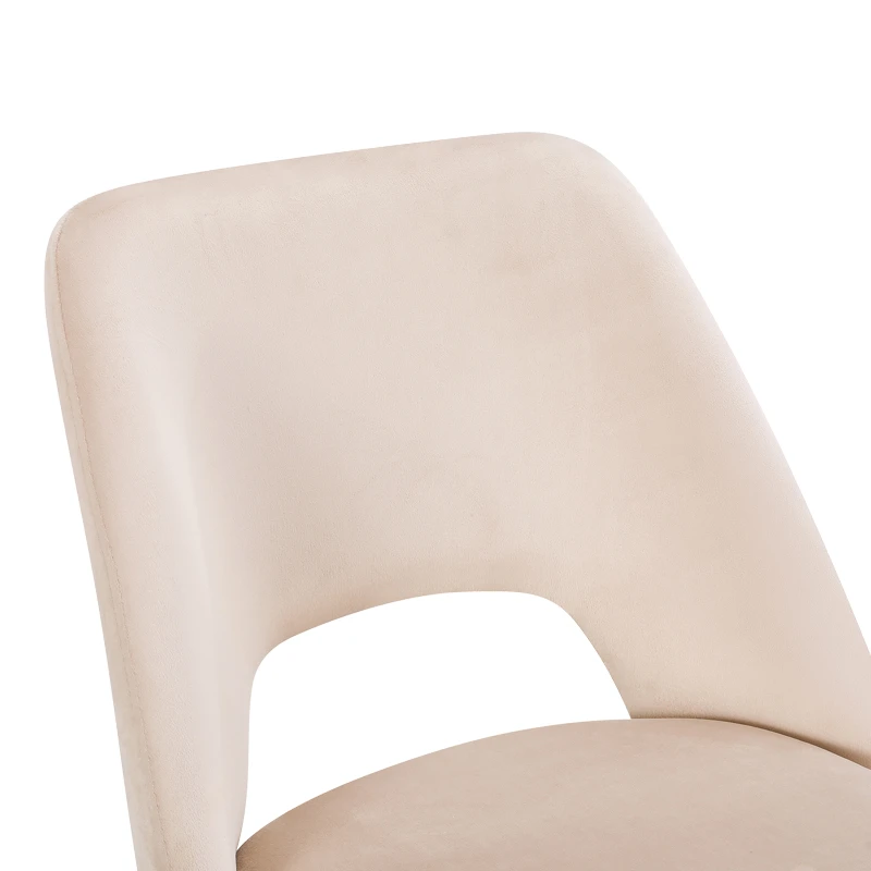 Chair Nelda pakoworld beige velvet fabric with metal black color leg 44x58x82cm
