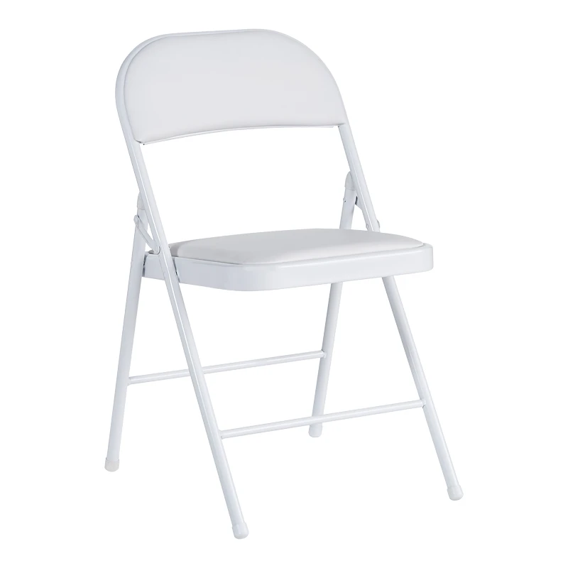 Foldable chair Niro pakoworld pu-metal in white color 46x46x79cm