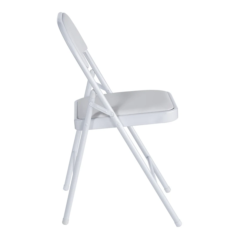 Foldable chair Niro pakoworld pu-metal in white color 46x46x79cm
