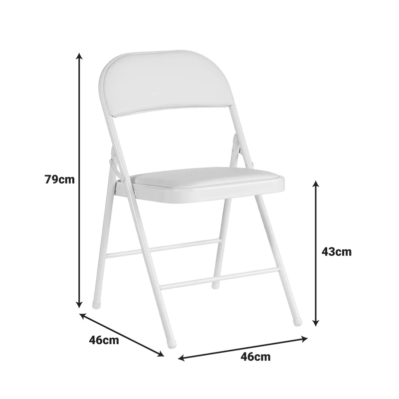 Foldable chair Niro pakoworld pu-metal in white color 46x46x79cm
