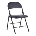 Foldable chair Niro pakoworld pu-metal in black color 46x46x79cm