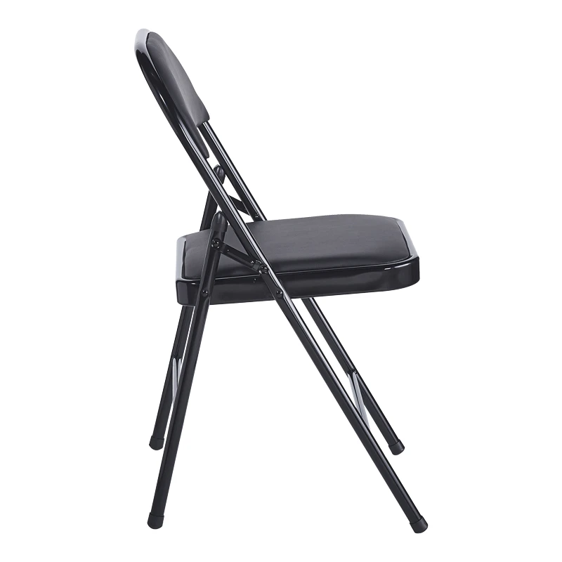 Foldable chair Niro pakoworld pu-metal in black color 46x46x79cm