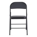 Foldable chair Niro pakoworld pu-metal in black color 46x46x79cm