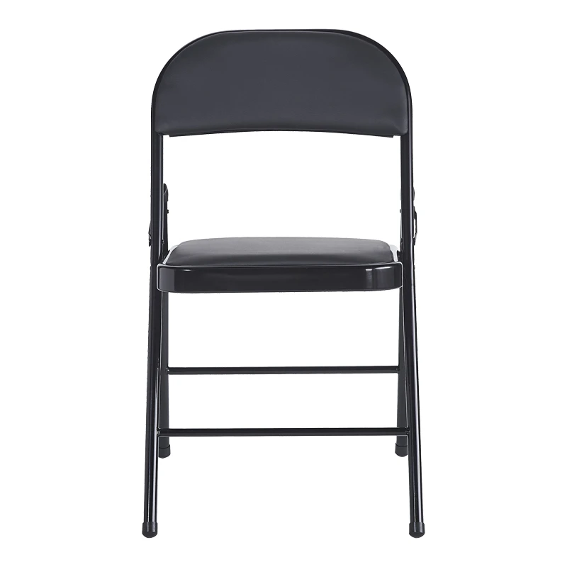 Foldable chair Niro pakoworld pu-metal in black color 46x46x79cm