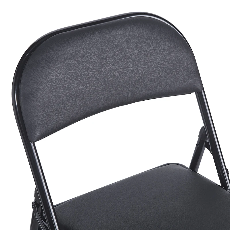Foldable chair Niro pakoworld pu-metal in black color 46x46x79cm