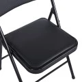 Foldable chair Niro pakoworld pu-metal in black color 46x46x79cm