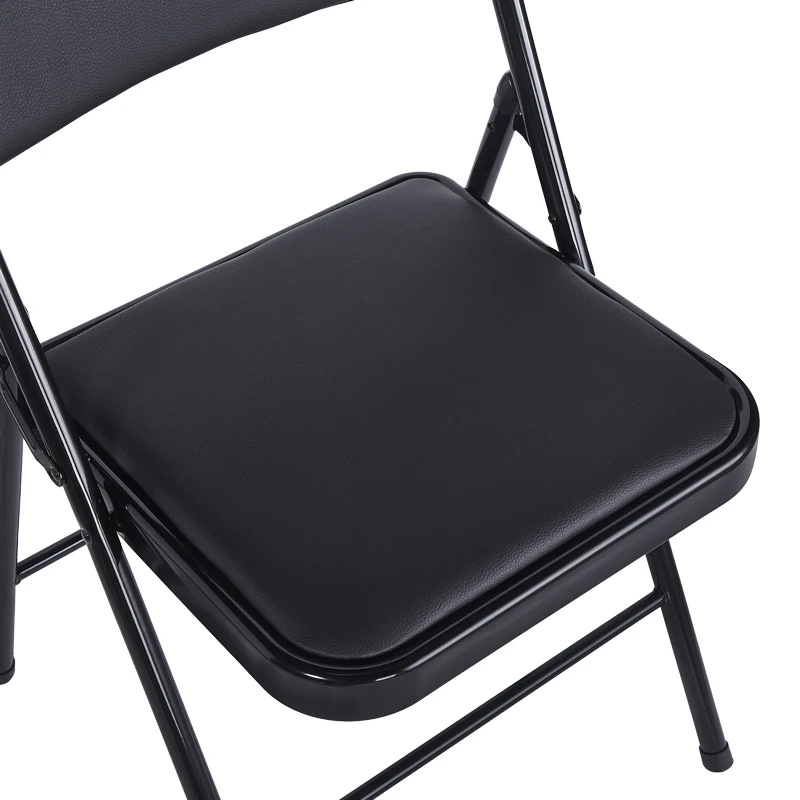 Foldable chair Niro pakoworld pu-metal in black color 46x46x79cm