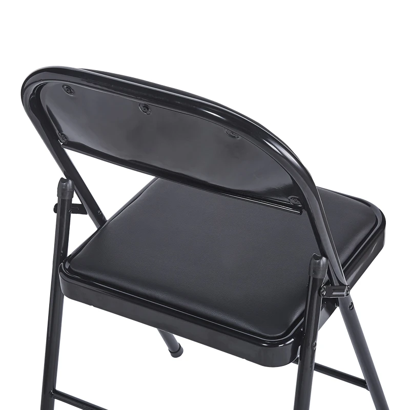 Foldable chair Niro pakoworld pu-metal in black color 46x46x79cm